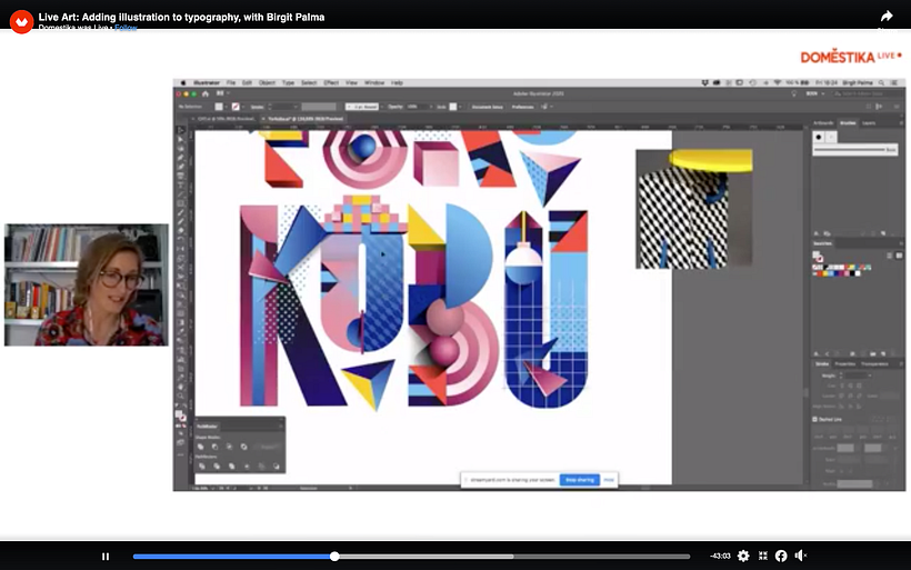 Birgit incorporated shapes and textures from her reference images when rebuilding the letters