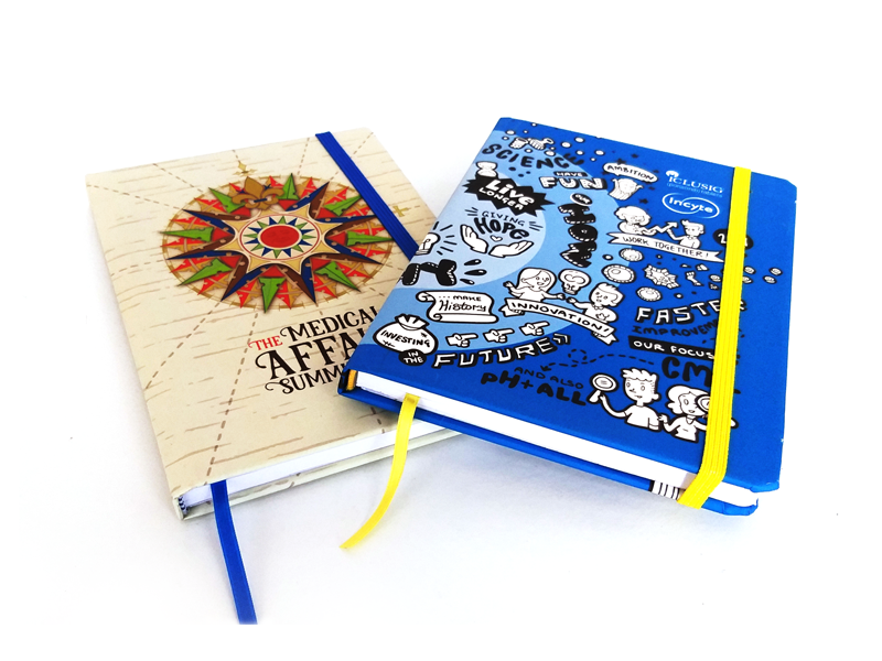 Blocos de apontamentos com capa e interior personalizados