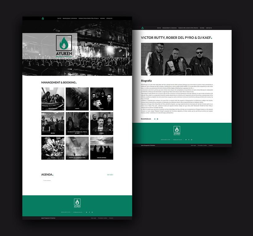 Diseño y desarrollo web: Ayuken MP · Management & Productions 0
