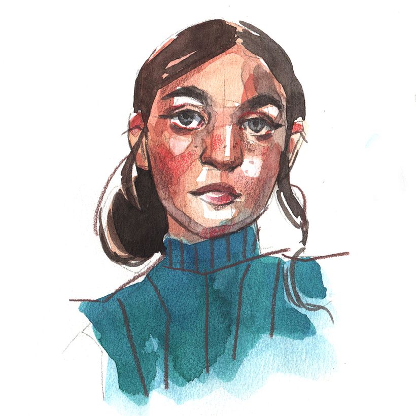 Moça (aquarela e lápis de cor) 0