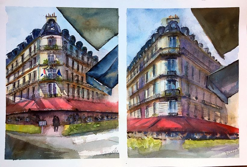 Paris Cafe Sketch 1 and 2 0