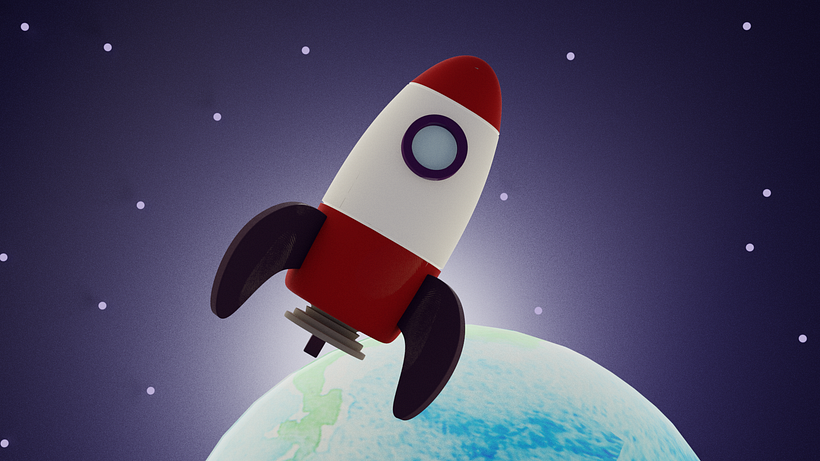 Rocket toy created in Blender 2.8
