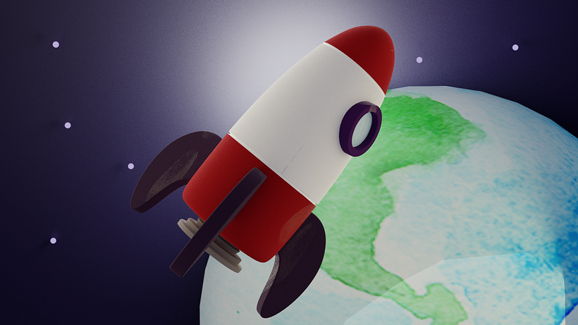 Rocket toy created in Blender 2.8