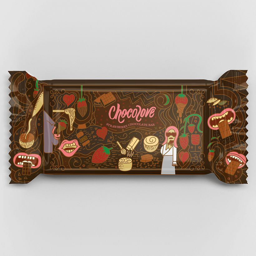 Chocolate strawberry packaging- Any thoughts on my doodle style ideas? Did I go far enough?
