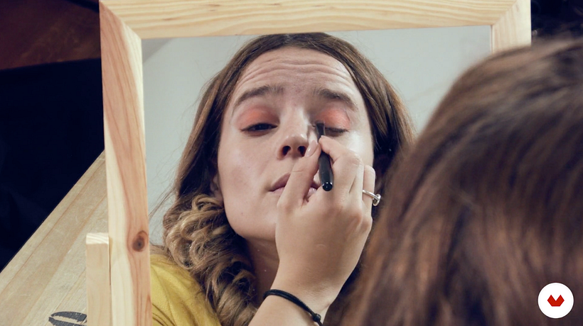 Cristina uses three different brushes to apply her eye make-up
