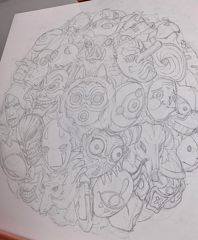Pencil sketch on canvas
