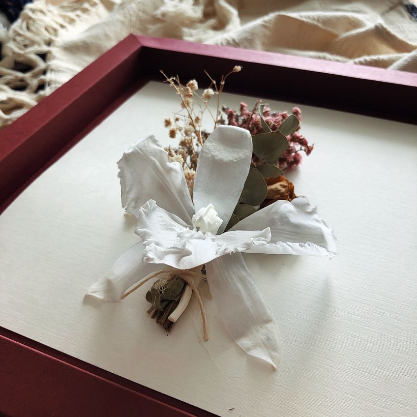 Ramo de flores preservadas. 20x20 cm. Happy Green Family 2019.