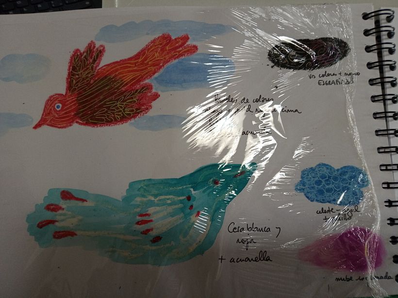 Maravillosa técnica! Ahí probé nubes diferentes. Aunque mis óleos no son muy oleosos creo. Y la acuarela no la usé bien.