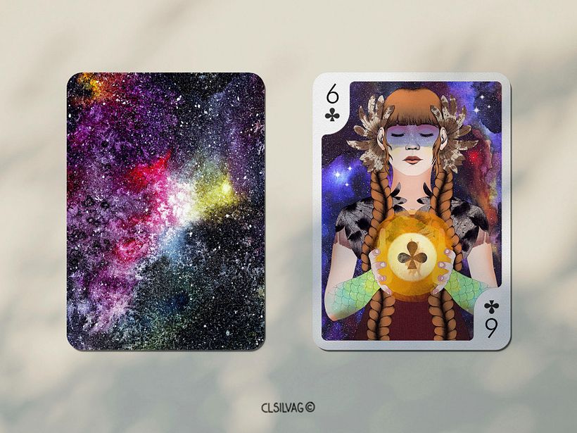 Propuesta Naipe 6 de Tréboles para Playing Arts "Future"- Mockup Designed by yeven_popov / Freepik