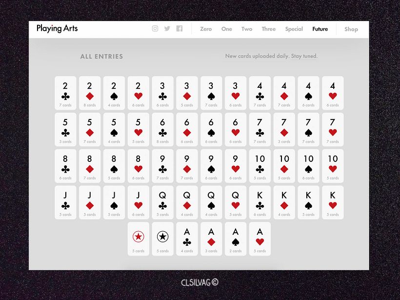 Los 54 naipes y la cantidad de propuestas en cada palo