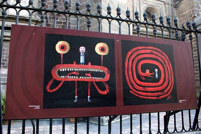 Detalle de la exposición en el centro de la ciudad de México
