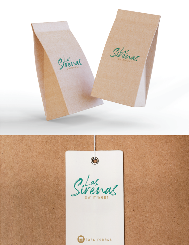 Logotipo, etiqueta y empaque para Las sirenas swimwear.