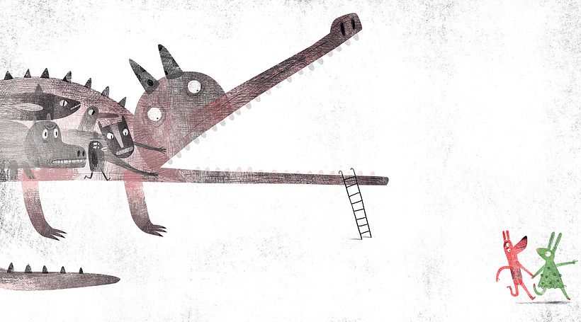 El espacio juega un papel importante de la composición.