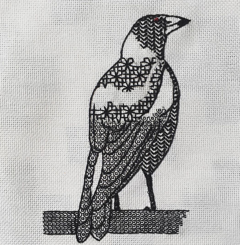 Australian Magpie from Introduction to Blackwork Embroidery 0