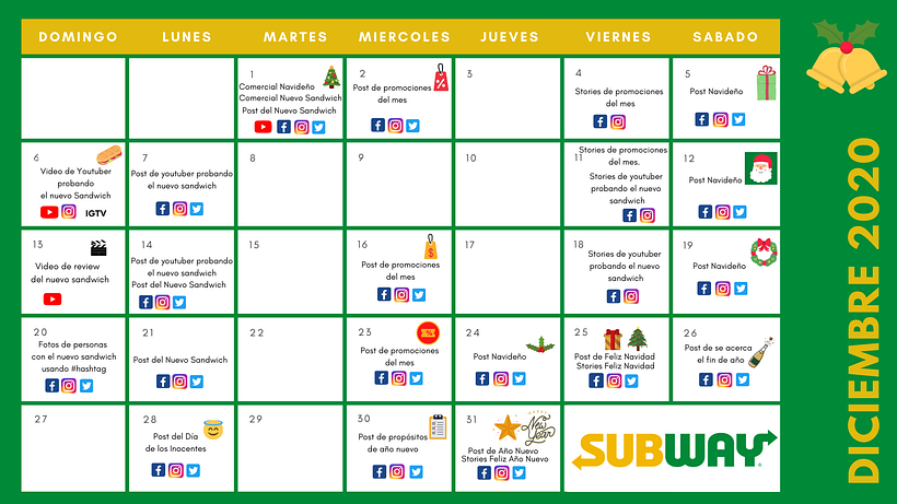 Después hacemos el calendario en este caso de diciembre para una campaña navideña.
