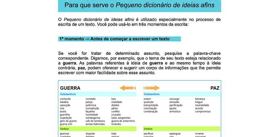 Pequeno dicionário de ideias afins