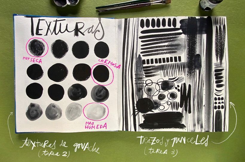 ejercicio y experimentación con texturas en negro