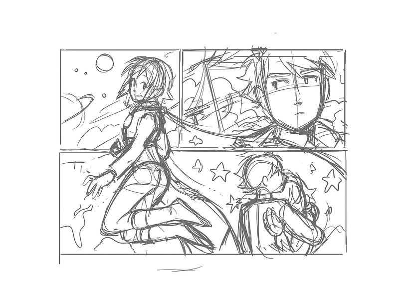 Ik begin met een thumbnail om er zeker van te zijn dat het is wat ik wil, om het algemene idee en de basiscompositie vast te leggen.