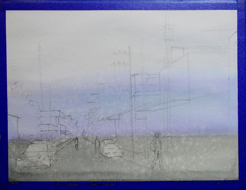 Boceto y primer aguada