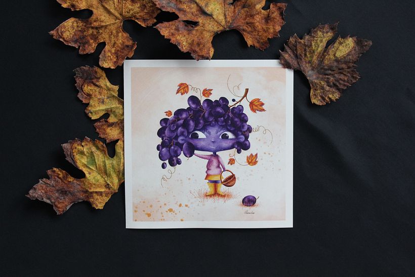 Meu projeto do curso: Ilustração digital com Procreate - Grape Postcard 5