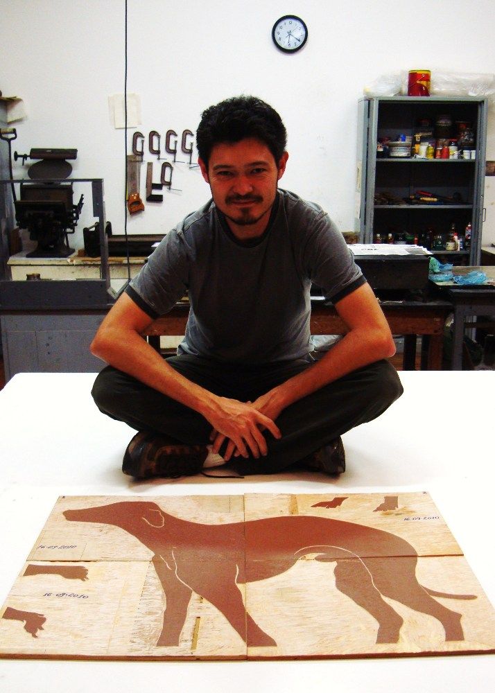 Em 2010 no Ateliê do Museu Lasar Segall com a matriz do Joaquim Eugênio