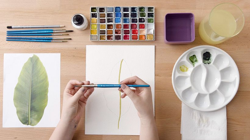 Watercolor Tutorial: How to Paint a Banana Tree Leaf 11