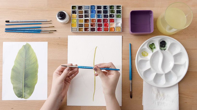 Watercolor Tutorial: How to Paint a Banana Tree Leaf 14