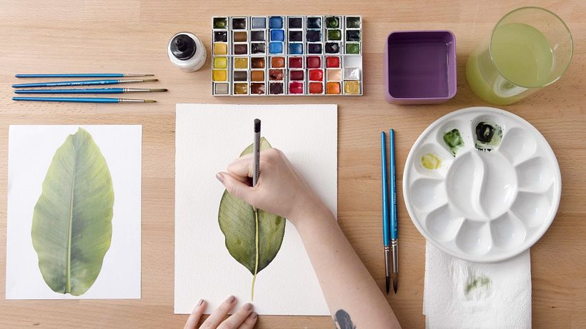 Watercolor Tutorial: How to Paint a Banana Tree Leaf 18