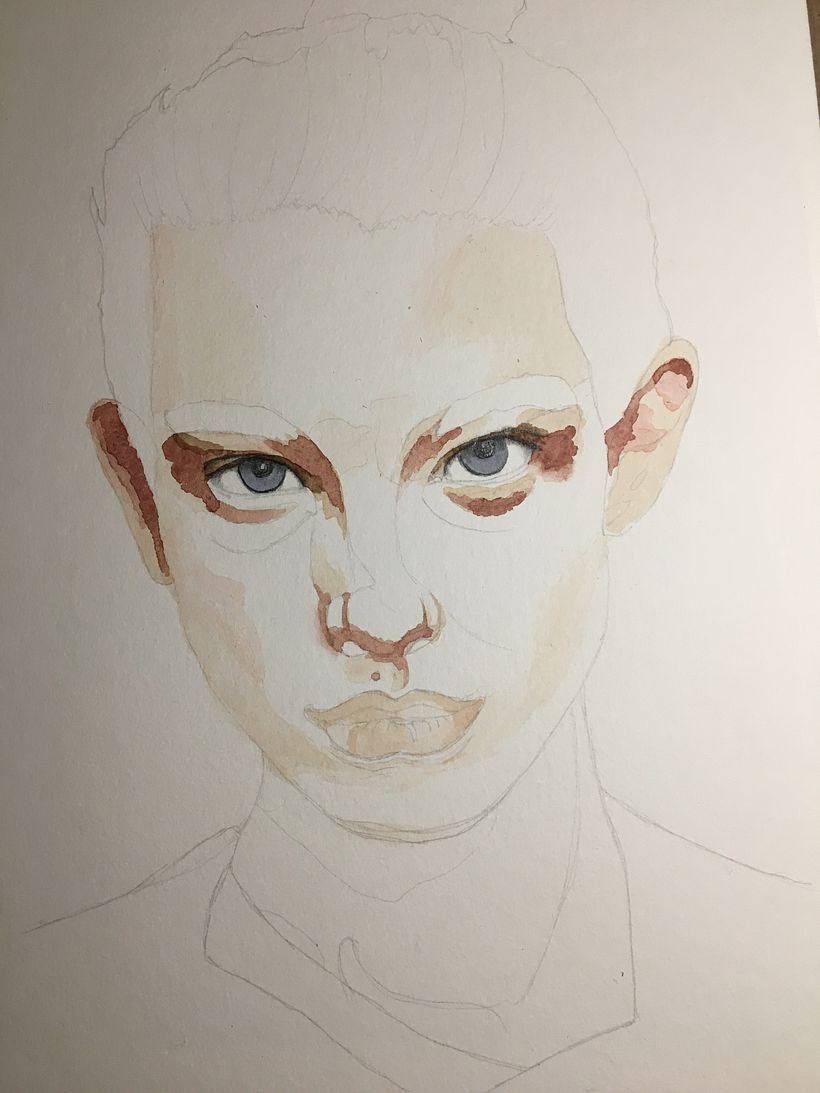 First layers, I overdone the area around the eyes but it felt right nevertheless...