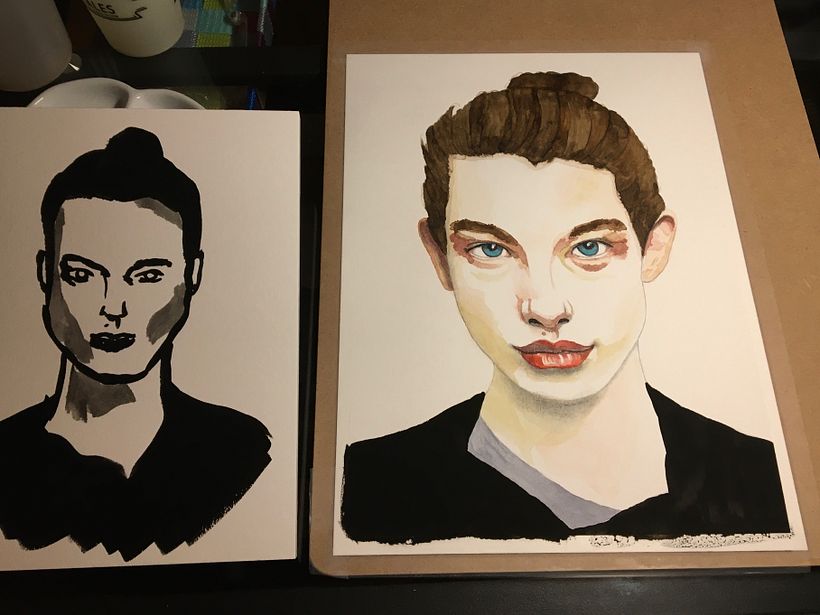 Tempera sketch to the left
