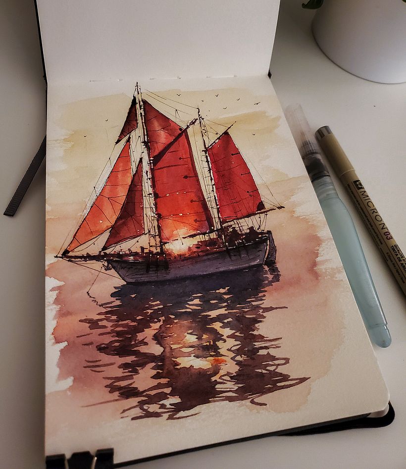 Made a sketch before bed to practice my next painting, turned out pretty nice.