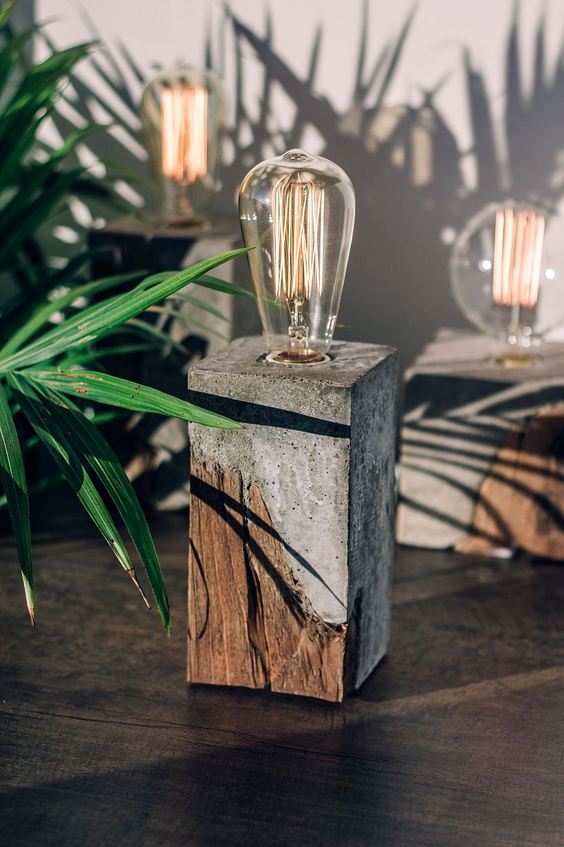 Concrete and wood lamp  0