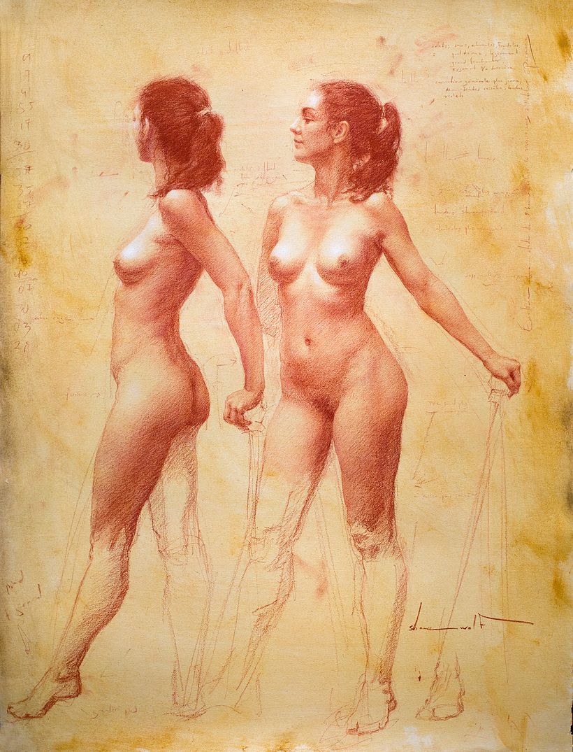 Sanguine on prepared paper, 70 x 50cm