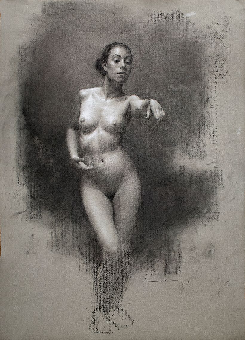 Charcoal and chalk on paper, 66 x 48cm