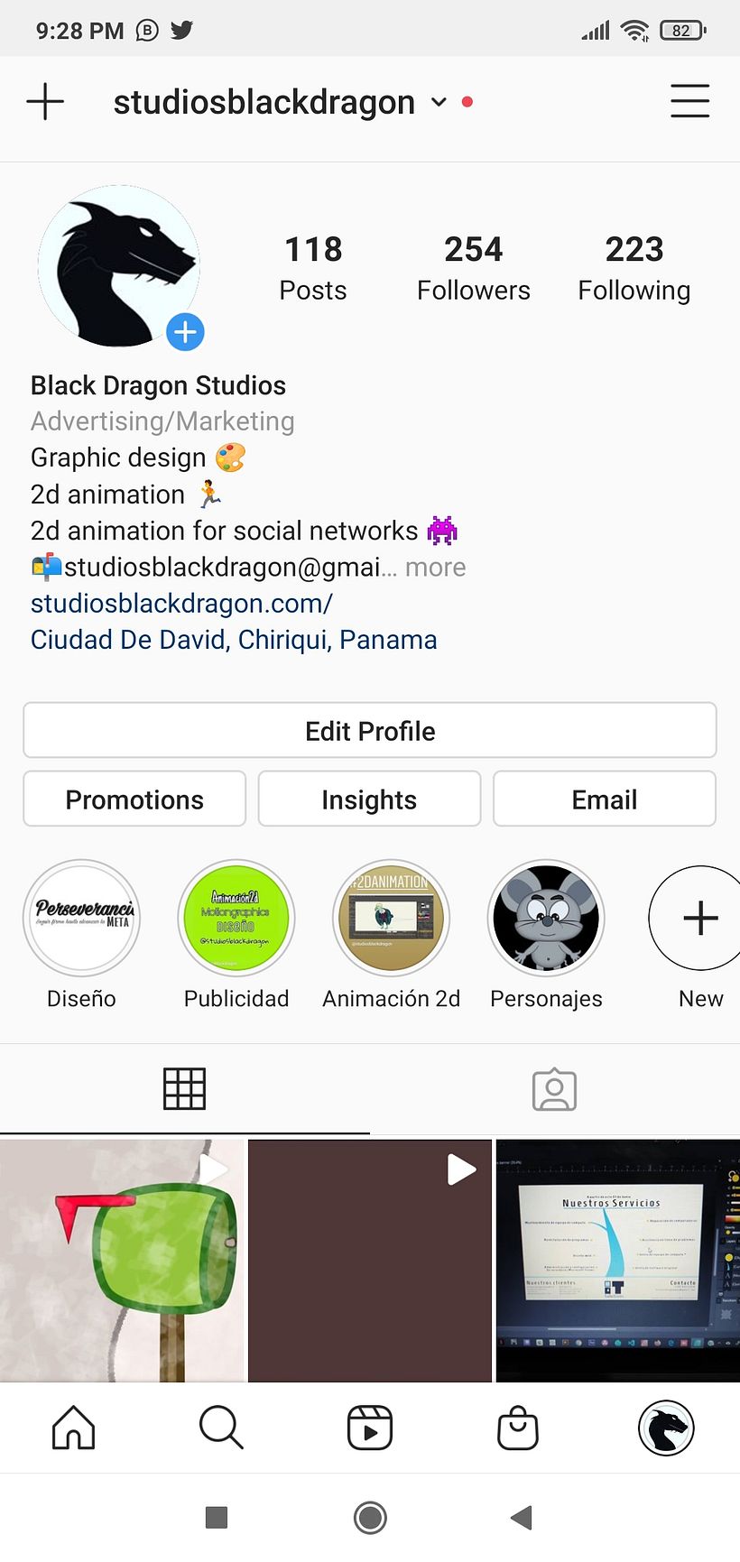 Mi proyecto del curso Introducción al Marketing digital. Instagram @studiosblackdragon 0