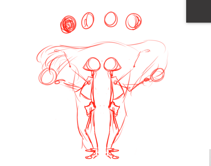 Este es el boceto, sé que no están bien las proporciones, pero es un boceto y lo modifiqué durante el proceso :)