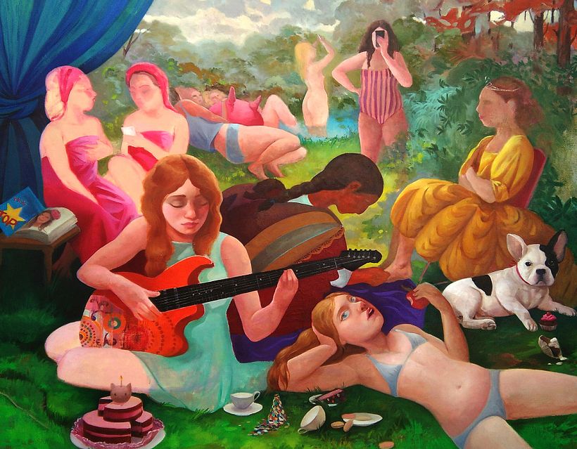 Princesas. Oleo sobre tela. 200 x 160 cm. 2016. Serie: Donde habita el deseo. Esta obra recibió el primer premio adquisición 