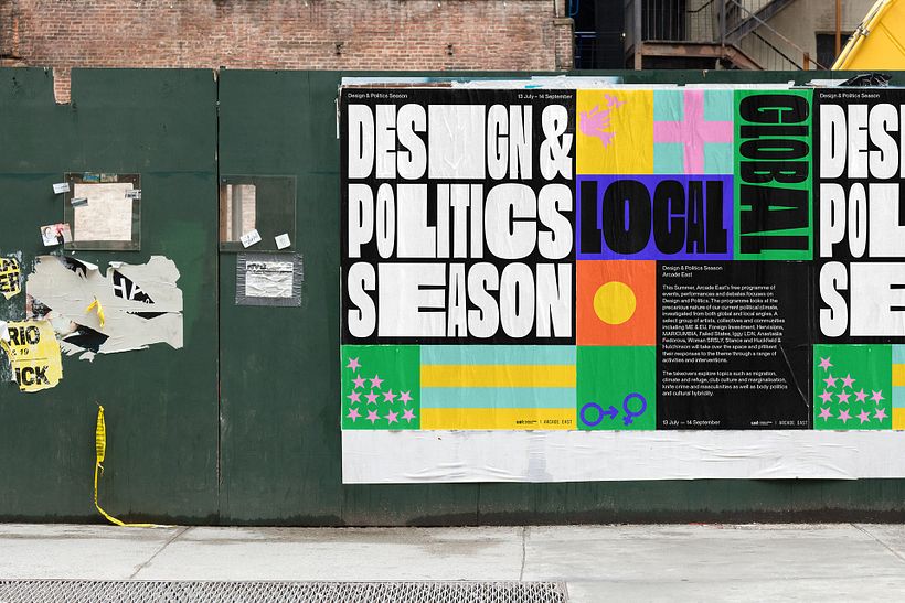 Advertising applied as fly posters inspired by political activism