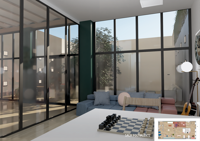 Planta Baja_ Sala polivalente con vistas al patio trasero