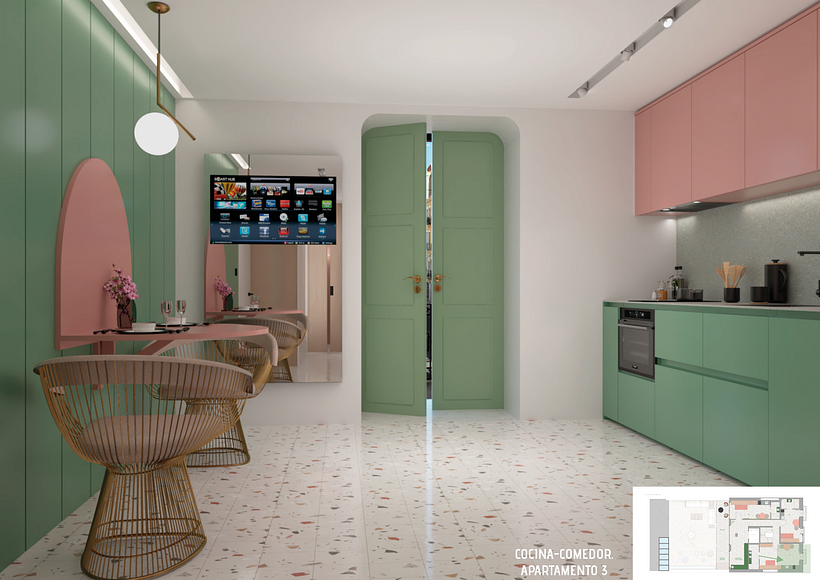 Planta Primera_ Habitación 3- Cocina con puerta balconera a fachada principal