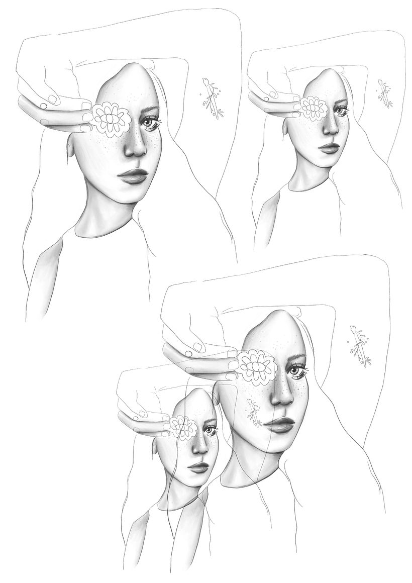 Parto del dibujo del retrato, en este caso lo hice de forma digital con el Ipad y la aplicación Procreate