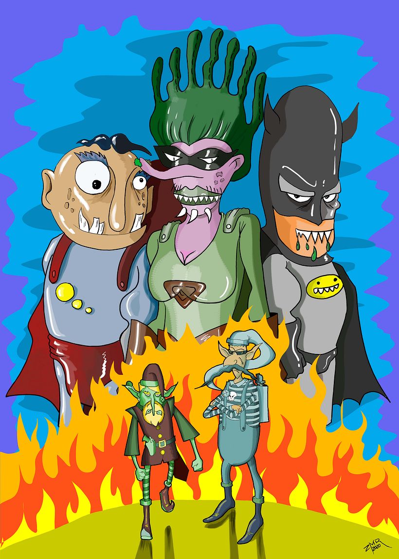 Mi Proyecto del curso: Fábrica de personajes ilustrados "Supermonstruosos contra los Duendes Asesinos". 9