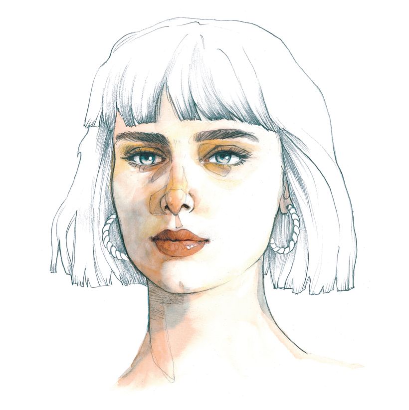 Portrait base - pencil and watercolour