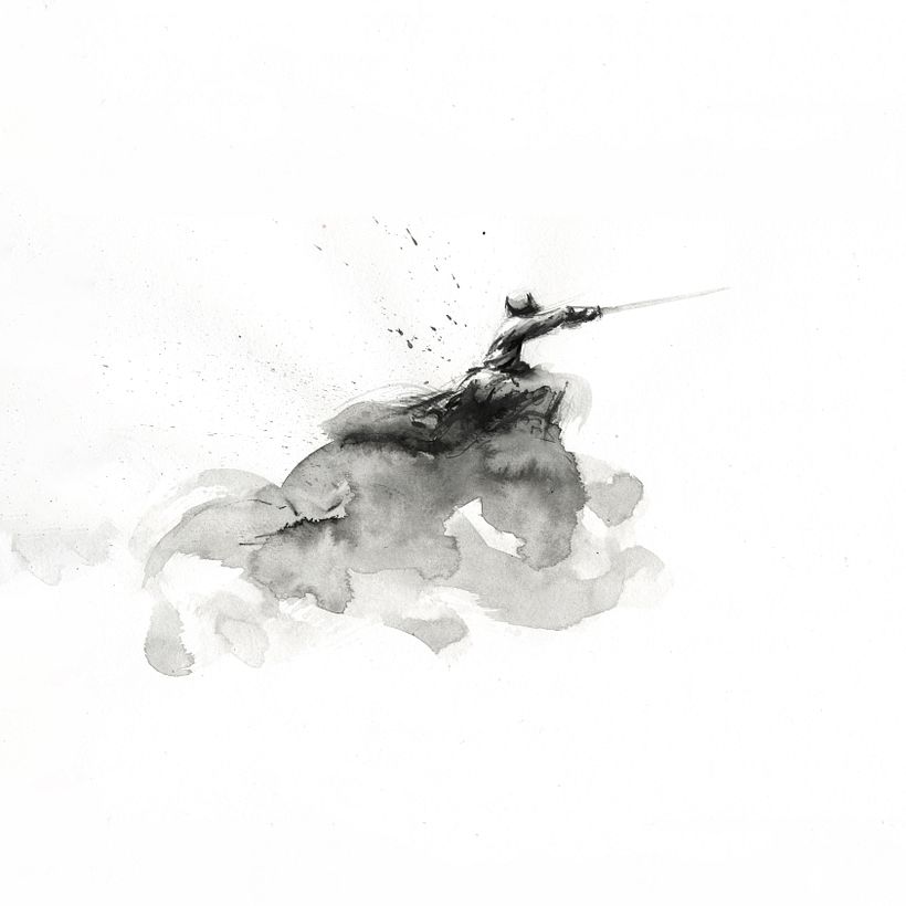 KENDO I - tinta y grafito acuarelable.