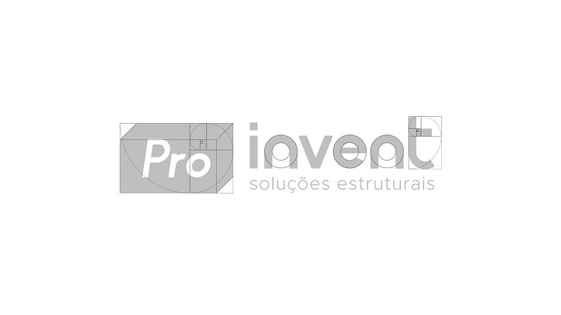 Construção do logotipo com base na proporção aurea.
