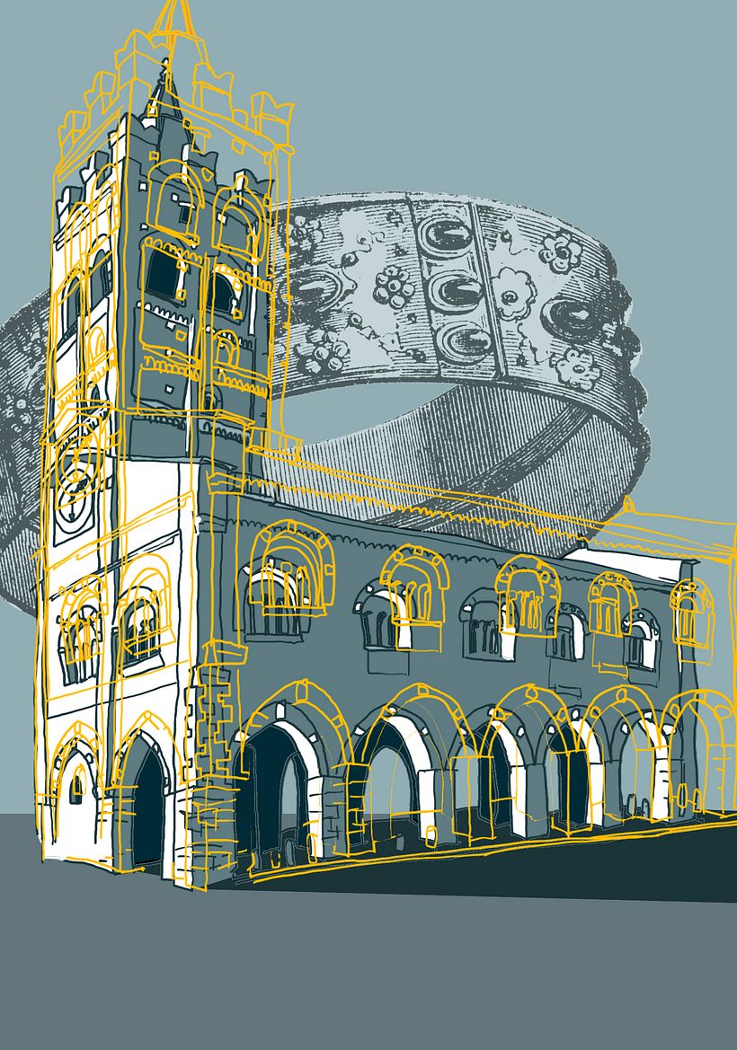 Step 2: traced in Photoshop and then added shadows to render volumes and enhance the structure