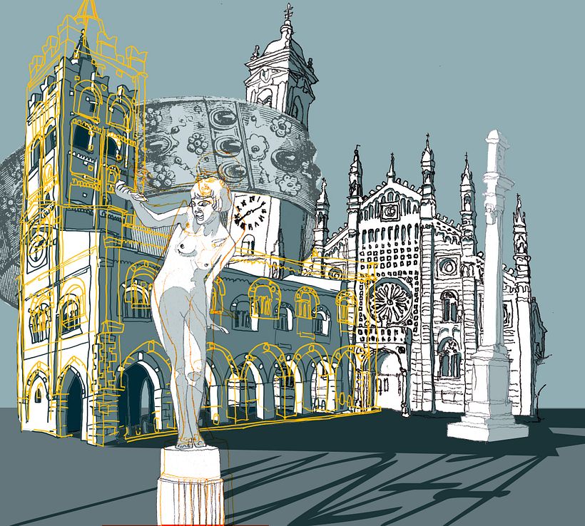 Step 4: The Dome and the Arengario, the most relevant architectures in the city, merge together