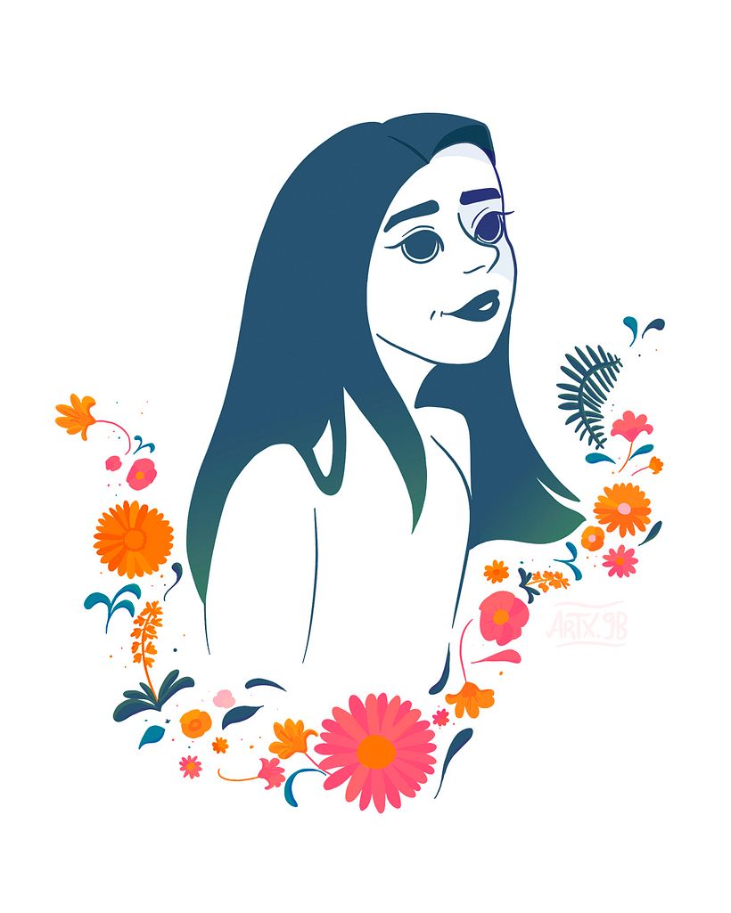 Mi Proyecto del curso: Retrato ilustrado con elementos botánicos -1
