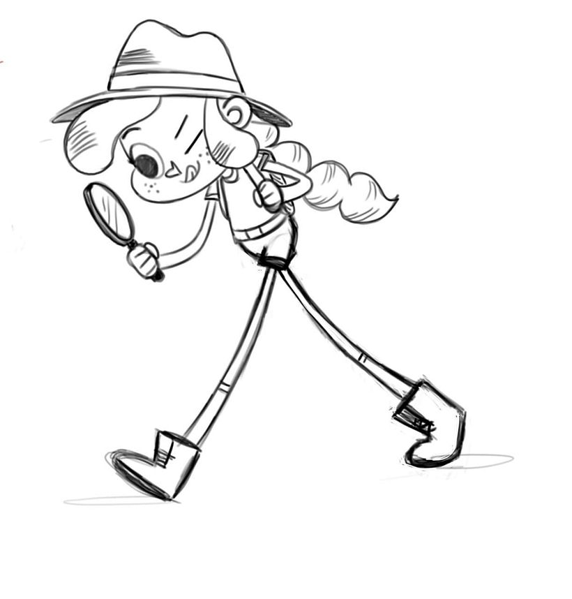 Here's Chloe with the magnifying glass looking around.