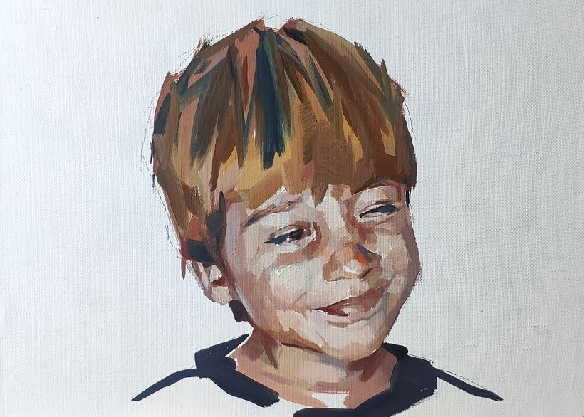 Retrato al óleo de mi hijo. 5